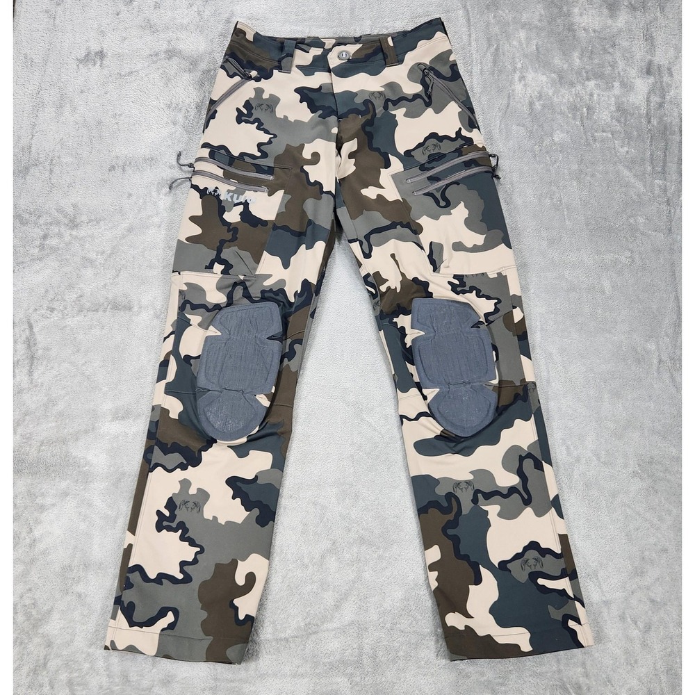 KUIU Pro Pant Mens 30x32 Vias Camo Softshell Padded Knee Zip Vents Hunting